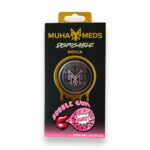 Sleek Muha Meds Bubble Gum Burst 2g disposable vape pen with a playful pink and blue design, placed on a white background with a subtle bubble gum-inspired accent.