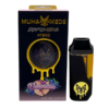 Elegant Muha Meds Temptation 2g disposable vape pen with a deep purple and gold design, displayed on a white background with a subtle berry-inspired accent.